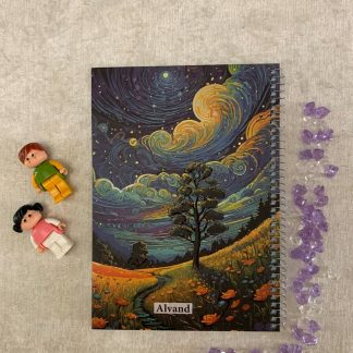 دفتر جلد سخت 100 برگ - جنگل و کهکشان